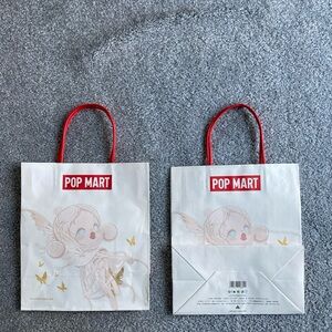 Lot Of 2 Pop Mart Skullpanda Shopping Gift Paper Bags ONLY 10”x 9”x4.5”